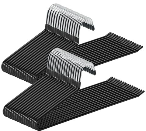 ABHENG Hosenbügel aus Metall, 30er-Pack, Kleiderbügel für Hosen mit offenen Enden, platzsparend, rutschfest, einfaches Aufhängen, 38B x 13H cm, Schwarz,AIY0530B