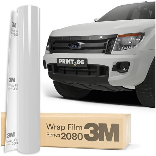 PRINT.GG Autofolie 3M 2080 Glanz Weiß G10, 152 x 10 cm, Selbstklebende Folie Car Wrapping Folie, Robuste Lackschutzfolie Auto, Motorrad, Boot, Auto Folie mit hervorragender Haftung