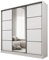 BROMARKT Schwebetürenschrank 250 cm Breit - Kleiderschrank mit Spiegel - Schrank mit Schubladen und Regalen - Kleiderschrank mit Schiebetüren - Matt - Weiß & Schwarz