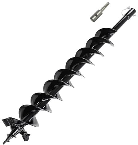 Broca de tierra para jardín con perno de seguridad y adaptador, diámetro 150 mm, longitud 800 mm, broca de tierra para taladro de pozo, excavación, acero