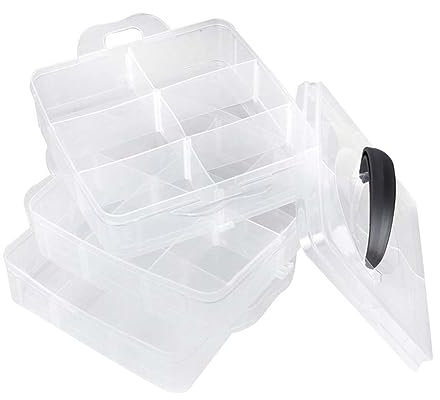 GALPADA Multi-layer Jewelry Storage Box 15x15x13cm 18 Grids Bead Organizers Storage Boxes Earring Storage Container