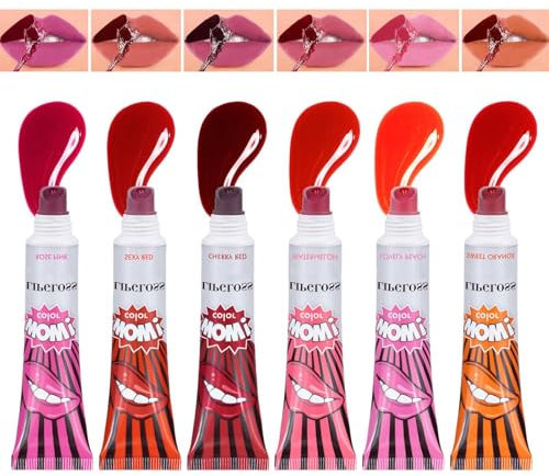 Matter Lippenstift abziehen, Lipgloss abziehen – 6 x Lipgloss, wasserfest, langanhaltend, Peel Reveal Lip Stain, Lipgloss, wasserfest, abziehbar, langanhaltend, für Hochzeit, ra