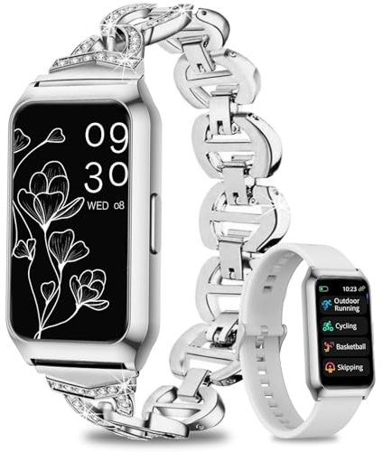 Fitoncloud Fitness Tracker, Smartwatch mit Aluminiumgehäuse, 7 Tage Akku, 24/7 HR/Schritt/Kalorien/SpO2 Schlafmonitor, Aktivitätstracker, IP68 wasserdichte Fitnessuhren für Frauen Android & iOS Handy