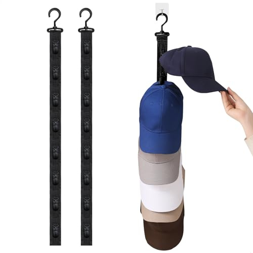 xyuayamz Porta Cappellini con Visiera, Porta Cappelli, Appendi Cappelli da Parete Vengono Forniti con 8 Clips di Stoccaggio, Portone Cappelli da Armadio per Riporre Cappelli da Baseball, 2 Pezzi