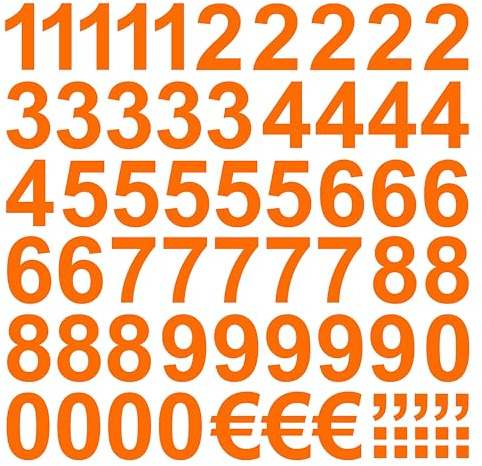50 Klebezahlen Höhe 3cm orange pastellorange glänzend glanz aus Folie wetterfest selbstklebend Zahlen Aufkleber Sticker Klebezahl Zahl Nummern Nummerierung Preisauszeichnung Beschriftung Modellbau