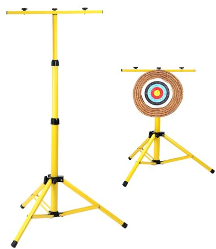 QWORK Adjustable Archery Target Stand – Heavy Iron Tripod for Backyard, Range & Club Practice
