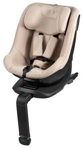 Kinderkraft I-GUARD PRO, drehbarer Autositz 360°, i-Size R129, 61–105 cm, rückwärts und vorwärts gerichtet, ISOFIX und Stützfuß, H-GUARD und SIDE PROTECT System, belüftete Schale, Beige