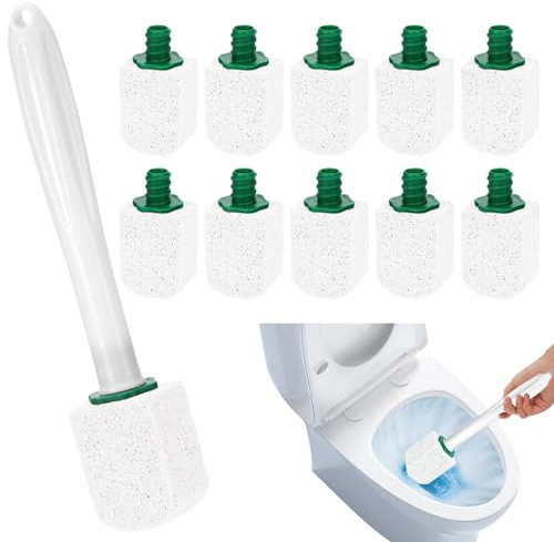 Pumice Stone for Toilet, 10PCS Toilet Pumice Cleaning Stone | with Extra Long Handle, Replaceable Toilet Bowl Cleaner for Bathroom Sinks(White)