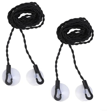 Lot de 2 cordes à linge élastiques de camping pour voyage M - 3 cordes en nylon extensible maniable avec ventouses à linge - Crochets d'extérieur - Noir - 60 g