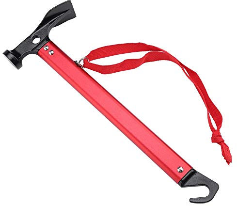 Yosoo Maillet Marteau pour Piquet De Tente Extracteur Outil Multifonctionnel Accessoire Tente pour Camping Randonnée (Couleur : Rouge)