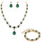 Clearine Damen Schmuckset Vintage Hochzeit Braut Rund Tropfen Kristall Anhänger Halskette Dangle Ohrringe und Amrkette Schmuck Set Gold-Ton Grün