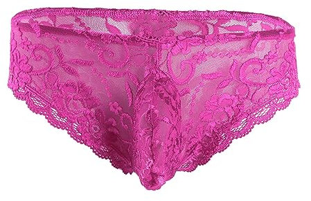 Freebily Herren Sissy Spitze String Bulge/Ouvert Slip Unterhose Briefs Erotische Unterwäsche Sissy Dessous Lingerie M-XXL Rose M
