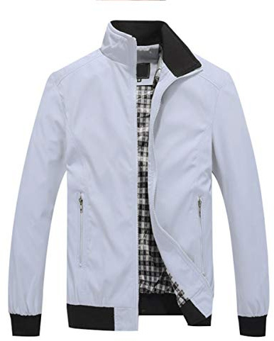 Blouson Homme Hiver Velours Veste Chaud Blouson Léger Homme Col Debout, Gris Clair, XS