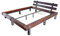 CHYRKA® Massivholzbett Balkenbett Bett Doppelbett Massivholz LEMBERG Loft Vintage Industrie Design Handmade Holz Metall (Natur, 140 x 200 cm)