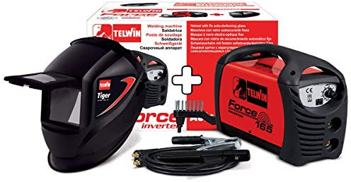 Saldatrice inverter ventilata ad elettrodo MMA in corrente continua FORCE 165 + maschera saldatore TIGER Telwin