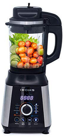 CREATE/CHEF VACUUM/Batidora de Jarra, Función Vacío y Calentador, 1200W, 8 Programas, 8 Cuchillas Acero Inoxidable, Picahielo, Panel Digital LED (Negro)