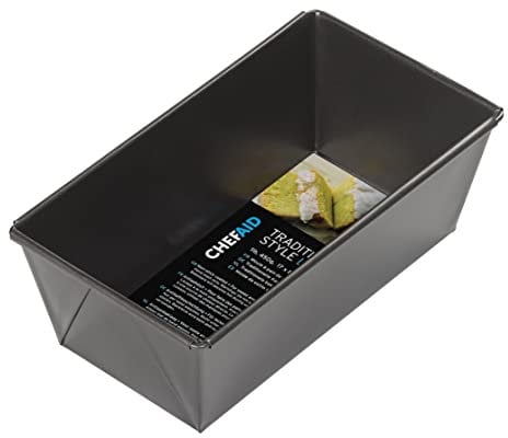 Chef Aid Non-Stick 2lb Loaf Tin, 900g Traditional Rectangular Bread pan Ideal for Bread, Loaves, Cakes. Dishwasher, Fridge and Freezer Safe.,Black, 20cm x 10.5cm x 7cm.
