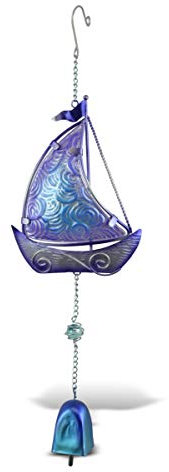 CoTa Global Windspiel zum Aufhängen, violett, Segelboot, nautisches Glasboot, für drinnen oder draußen, niedliche Küstendekoration für eine harmonische Veranda, Terrasse und Garten, einzigartige