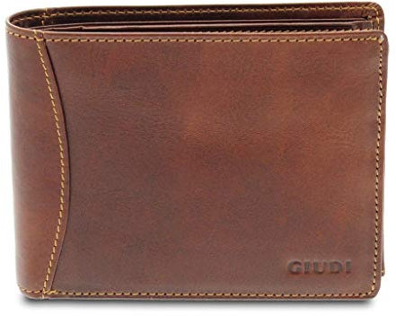 Giudi ® Herren-Geldbörse aus Leder, echtes Leder, Kalbsleder und Rindsleder, zweifarbig, Braun