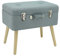 Happy Home Company 13166 Hocker Truhe Nachttisch Kommode Polsterhocker Truhenhocker mit Staufach Ottomane im Kofferdesign Baumwolle/Stoff GRAU