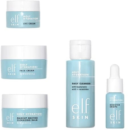 e.l.f. SKIN Hydrated Ever After Skincare Mini Kit, Reiniger, Make-Up Entferner, Feuchtigkeitscreme & Augencreme Für Hydratisierte Haut, Reisefreundlich, Vegan & Tierversuchsfrei