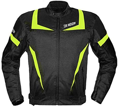 BI ESSE - Giacca giubbotto da moto in cordura, nero/fluo, per Uomo, Tessuto impermeabile, Fodera termica Protezioni Certificate CE rimovibili, giubbino 4 stagioni, giacca tecnica scooter, taglia L