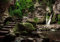 wandmotiv24 Fototapete Wasserfall Treppe See, M 250 x 175 cm - 5 Teile, Wanddeko, Wandbild, Wandtapete, Schweiz Steine Wald Bäume M6756
