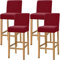 Dimatic Samt Plüsch Stuhl Abdeckung Theke Pub Bar Hocker Stuhl Slipcover für Esszimmer Cafe Barhocker Slipcover Möbelschutz Anti-Rutsch-Bezug mit elastischem Boden, 4er Set, Rot
