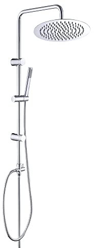 Görbach Colonne de Douche Design Ensemble pour la salle de bain Système de Douche Pluie Chromé avec Douche de Tête Universel Anti-calcaire D25cm