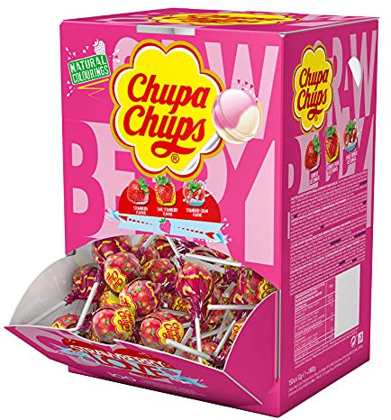 Chupa Chups Lollis Strawberry Lover, VerschiedeneErdbeer- Geschmacksrichtungen, Erdbeer-Lollis für den puren Genuß, 150er Box