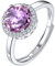Suplight Bague Anneau Réglable Femme Fille Pierre de naissance Argent 925 Zircon Rond de 8mm avec un cercle de petit blanc zircon Zirconium violet clair juin