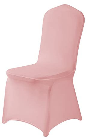 Ascoza Lot de 6 housses de chaises en élasthanne et tissu extensible lavable, pour chaises à dossier haut, pour mariage, fête, vacances, célébrations - Rose poudré
