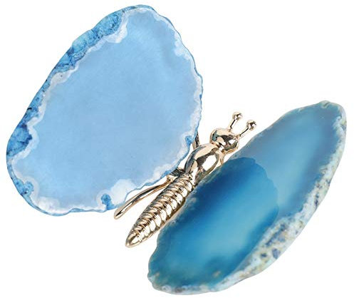 serviettenringe 1 stücke Natürliche Achat Scheibe Schmetterling Steine ​​Quarz Wohnkultur Geschenk napkin holder (Color : Blue)