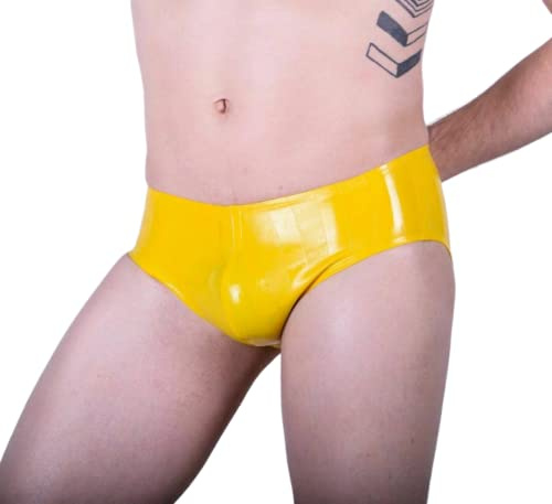 Handgemachte gelbe Gummi-Unterwäsche für Herren aus Latex, personalisierbar, gelb