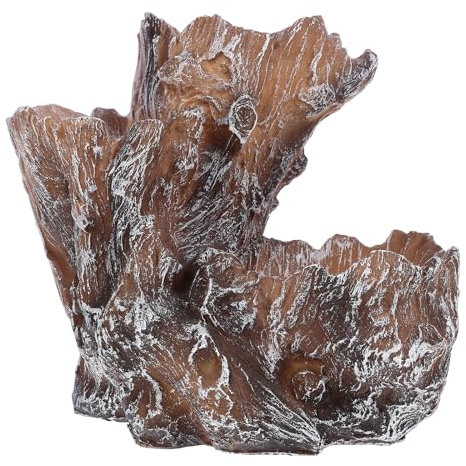 GANAZONO Blumendekor Treibholz Sukkulenten Topf Treibholz Stumpf Log Pflanzgefäß Sukkulenten Topf Harz Pflanztopf Mehrschichtiger Pflanzgefäß Baum Wurzel Blumentopf Halter Bonsai Topf Grau Garten