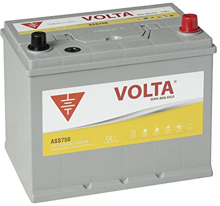 Bateria de Coche Gold Marca Asiática 75Ah 750A Start-Stop Básico EFB - Borne +Dcha - Medidas Largo 260 x Ancho 173 x Alto 225 mm con 2 años de Garantía - Fabricación Europea.