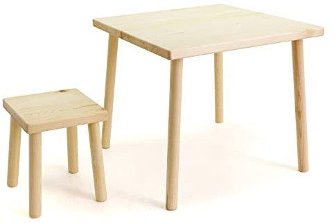 Holzfee Kinder Tisch Stuhl/Hocker Holz Massive Qualität Kiefer naturbelassen