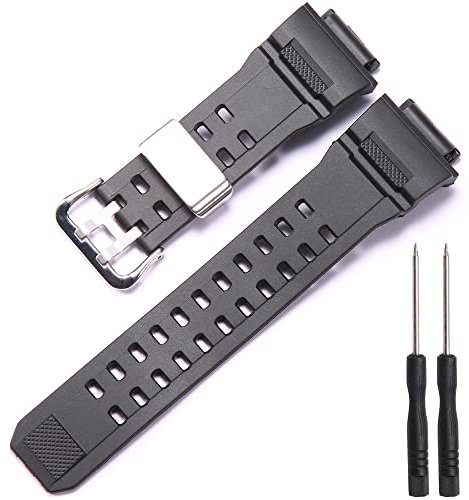 Armband aus Kunstharz, kompatibel mit Casio GW-9400 GW-9400-1 Master Herren-Outdoor-Sportarmband, Edelstahl-Schnalle und Schlaufe