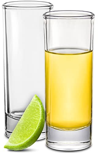Praknu 24 Schnapsgläser Hoch aus Glas 5cl - Spülmaschinenfest - Standfest dank dickem Boden - Shotgläser für jede Party
