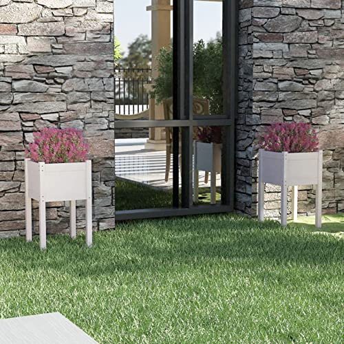 Yolola hochbeet Holz,hochbeete für Garten,Holz Hochbeet Pflanzkasten,hochbeet Holz Weiß,kräuterbeet Holz,blumenkasten Holz,Blumenkasten Blumenkübel Pflanzkübel Garten-40x40x70 cm-2 STK.