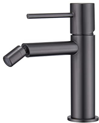 MIICE BDIDE - Rubinetto monocomando per WC acqua fredda/calda - Rubinetto igienico WC - SERIE MONZA Black Gun Meta Colore Grigio molto scuro satinato - BDM039-2BGM