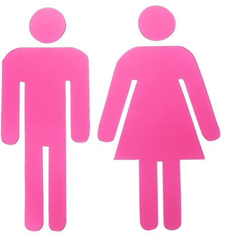 PATIKIL 1 Par Adhesivos Señales Baño, WC Cartel Señal Hombre y Mujer Acrílico Placa de Puerta Aseo Fácil de Aplicar para Cafetería Restaurante Hotel,67mm Ancho, Rosa