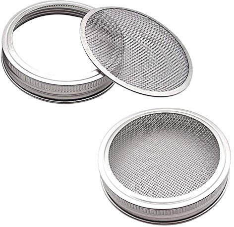 Graootoly 2 Edelstahl-Keimglas-Deckel-Set für Belüftung, passend für Weithalsgläser, Einmachgläser für die Herstellung von Sprossensamen in Ihrem Haus/Küche