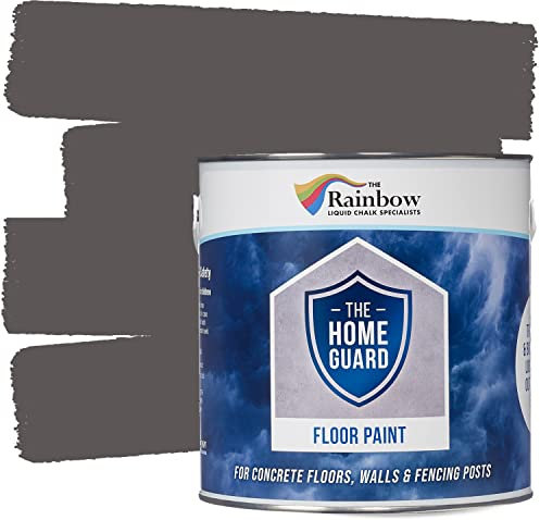 RAINBOW CHALK MARKERS LTD HOME GUARD FLOOR PAINT Hard Wearing Water-Based Paint that is ideal for Interior and Exterior Concrete, Patio Floors. Satin Finish (5 Litre, Dark Grey)