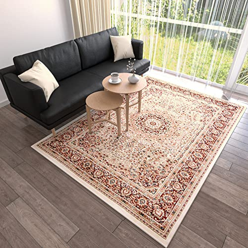 Mazovia Orientalisch Teppich - Traditioneller Teppich für Wohnzimmer, Esszimmer - Orient Teppiche Ornament - ÖKO-TEX Wohnzimmerteppich Rot Creme - 180 x 250 cm