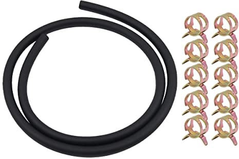 Tiardey 1M Fuel Hose 7mm Inner with 10Pcs Hose Clamp for Boat Marine Outboard Gas Diesel Petrol