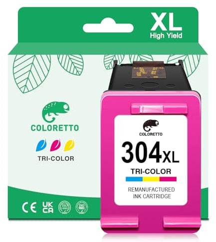 COLORETTO 304 XL Druckertintenpatrone für HP Deskjet 3700 Patronen für HP Envy 5010 5030 5058 AMP 100 120 125 130 DeskJet 2600 2620 2621 3720 3755 3764 für HP 304XL Patronen (1 Farbe)