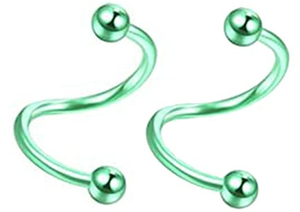 Bishilin Lippenpiercing Chirurgenstahl, Lippenpiercing Grün 1,2mm mit 3MM Ball Nasenpiercing Ohrpiercing Tragus Set