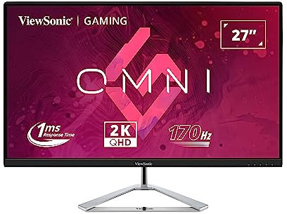 ViewSonic VX2780-2K 27 Frameless QHD IPS Flat 1ms MPRT 170Hz Gaming Monitor 2 HDMI, DisplayPort, Freesync Premium, HDR10, Schwarz