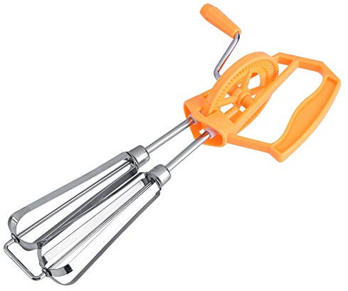 Egg Beater, Stainless Steel Rotary Hand Whip Whisk, Mixing Blender Kitchen Cream Egg Beater Gravy Hand Mixer for Mixing, Blending, Beating, Stirring, Cooking, Hand Whip Whisk Egg Beater(Orange)